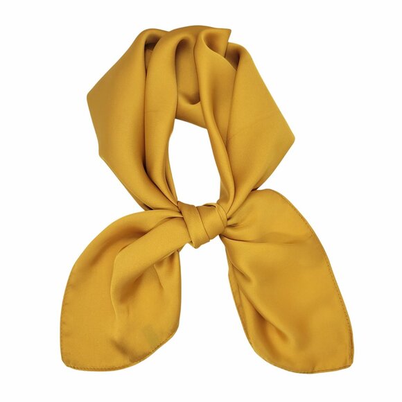 ✨Bandana Silky Soft Square Scarf Mustard Yellow Hiyab Neckerchief Shawl headband - Picture 2 of 5